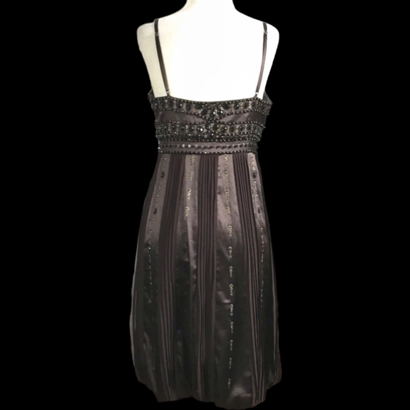 Sue Wong Brown Satin Beaded Slip Dress - Picture 5 of 10